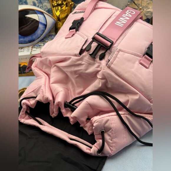 🆕 GANNI 🧿 NWT Recycled Tech Backpack, Bubblegum Pink - Picture 12 of 13